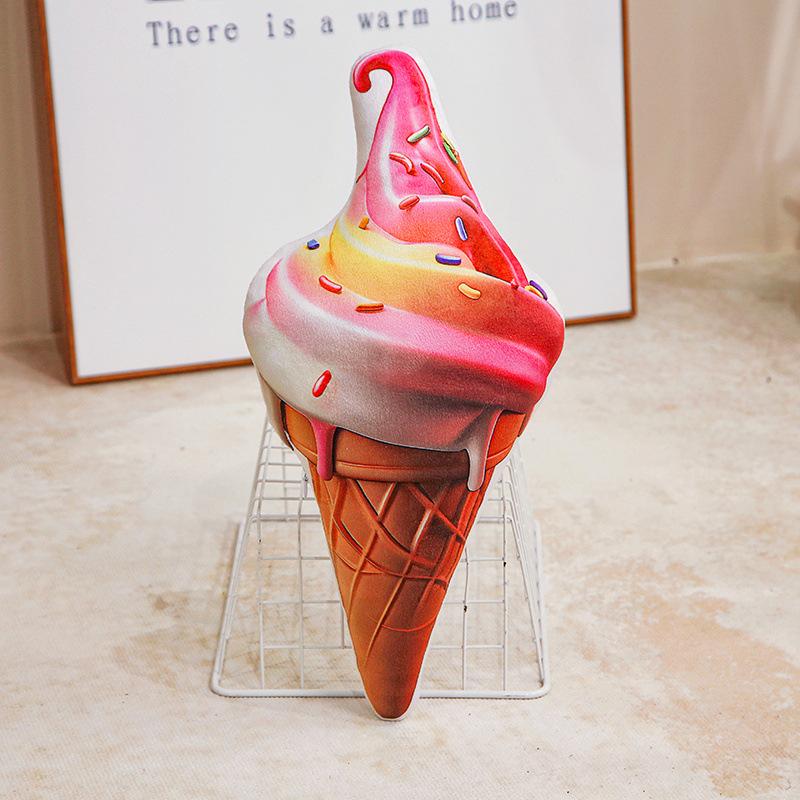 Simulation Cartoon Ice Cream Cone Pillow Plush Toy Ice Cream Doll Children's Props Ornaments Sofa Cushion