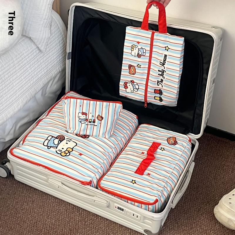 Hello Kitty Travel Organizer Bag Sanrio Kt Cat Portable Luggage Storage Pouch For Trip Business Hand Carry Cosmetic Case
