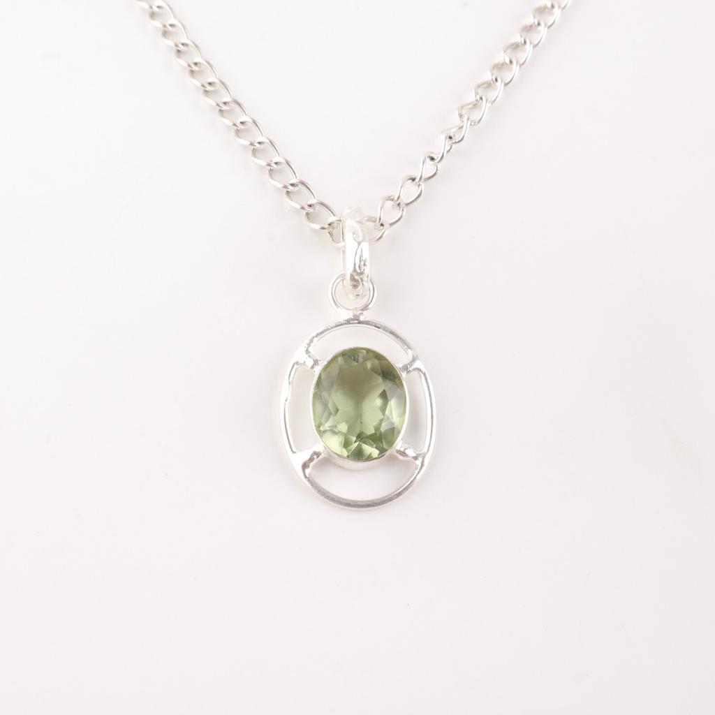 Natural Green Amethyst Gemstone 925 Sterling Silver Jewelry Handcrafted Pendant PP-6-50