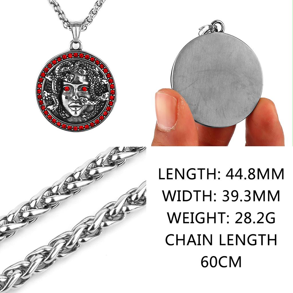 Norse Mythology Medusa Snake Pendant Unisex Retro Punk Snake Medusa 316L Stainless Steel Necklace Pendant Gift Jewelry