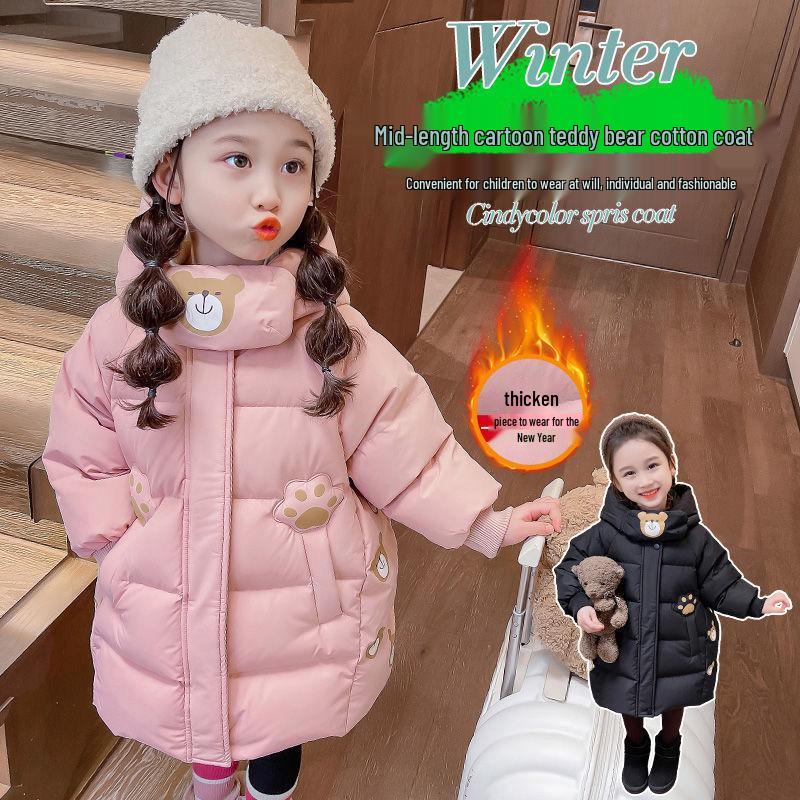 2025 Girls' Trendy Winter Down Coat - Thick Padded Fashion Jacket