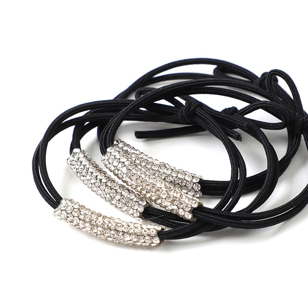 Mingyue Sparkly Rhinestone Leather Hair Tie for Girls - High Elasticity & Durable
