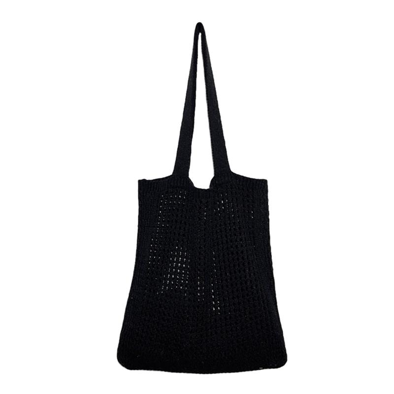 Breathable Knit Handbag with Spacious Design Open-Weave Shoulder Bag for Women Beach Shopping Outings Summer Hollow OutTote Bag