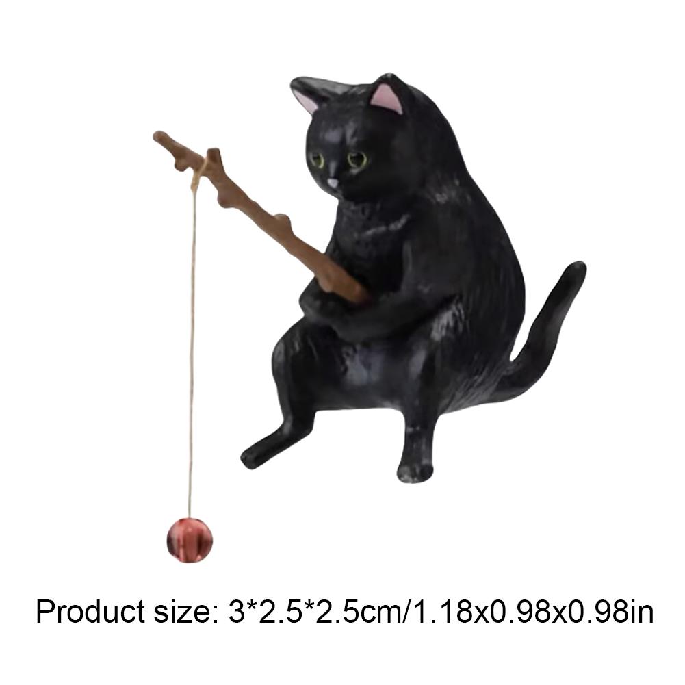 Fishing Cat Ornaments Fish Landscaping Aquarium Decoration Cartoon Cat Statue Fishing Figure Fisherman Figurine Home Car Interio