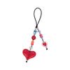 Heart Beaded Keychain Fashionable Resin Charm Phone Pendant for Youthful Women Colorful Beads for Bags and Phones