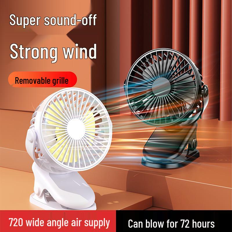 USB Rechargeable Silent Clip-On Fan: Portable Mini Desktop with Strong Airflow