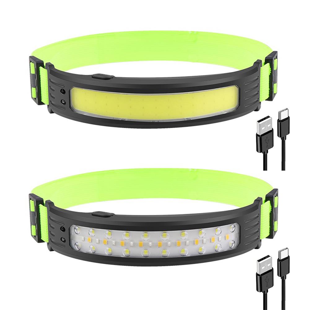 Intelligent Waving Sensor Camping Headlamp COB/LED Headlight Rechargeable Reflective Headband for Running Hiking Emergency