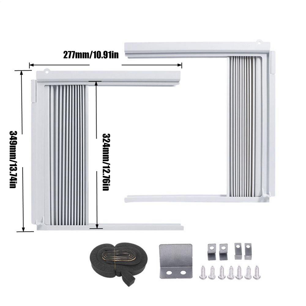 Window Air Conditioner Side Panels with Frame, Room AC Accordion Filler Curtain Kit Replacement Adjustable Removable Frame