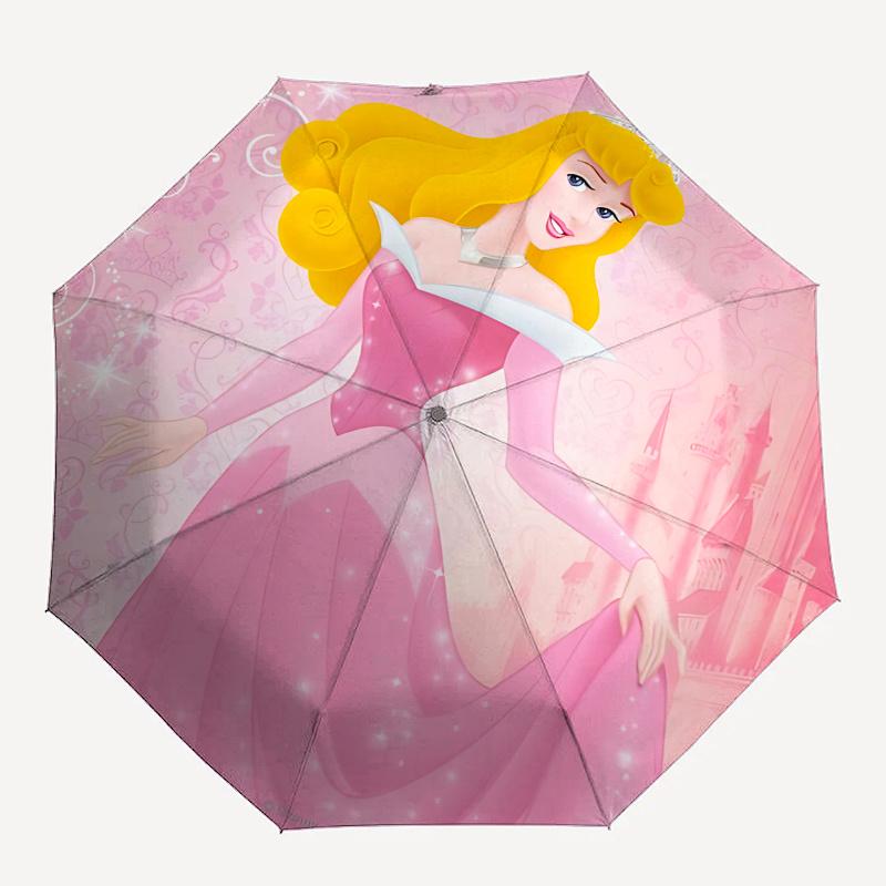 Aurora, Princess Automatic Opening and Closing Umbrella - 8 Ribs Portable Folding Umbrella with Plastic Handle, Suitable for Leisure and Hal