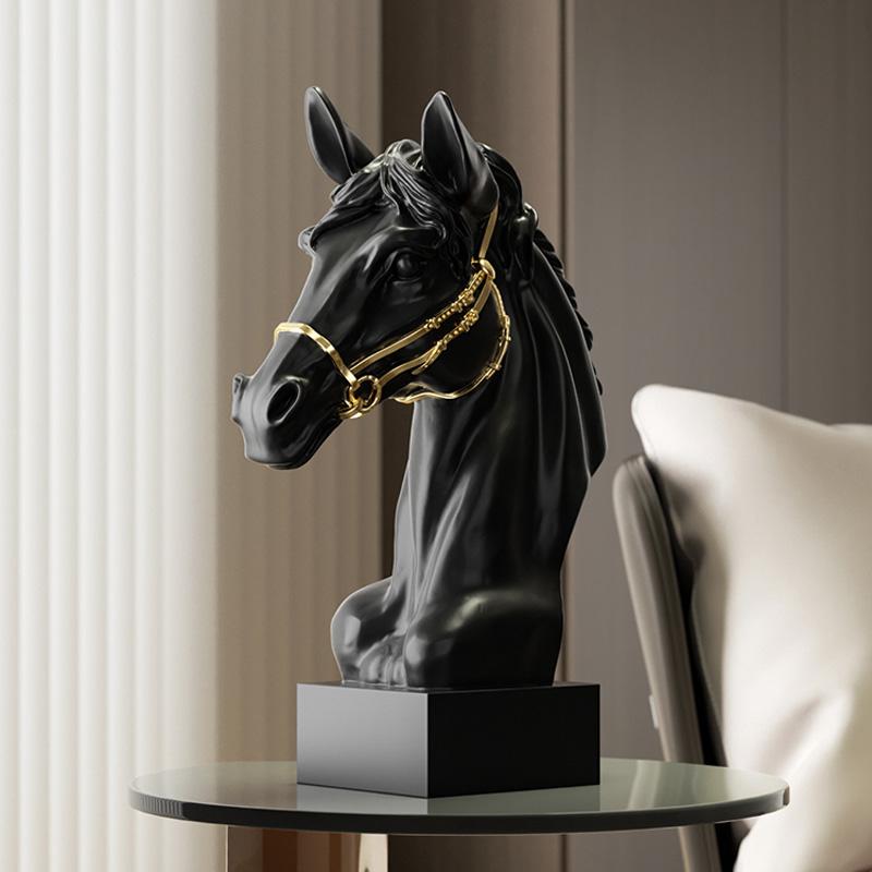 Modern Minimalist Horse Head Statue, Abstract Line Art Nordic Design Resin Sculpture, Contemporary Desktop Shelf Decor