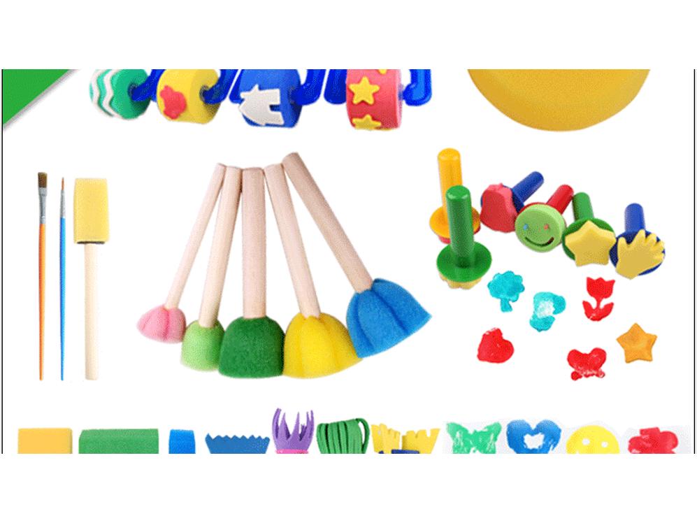 30-Piece Children's Sponge Painting Stamps Set - Art & DIY Graffiti Brushes