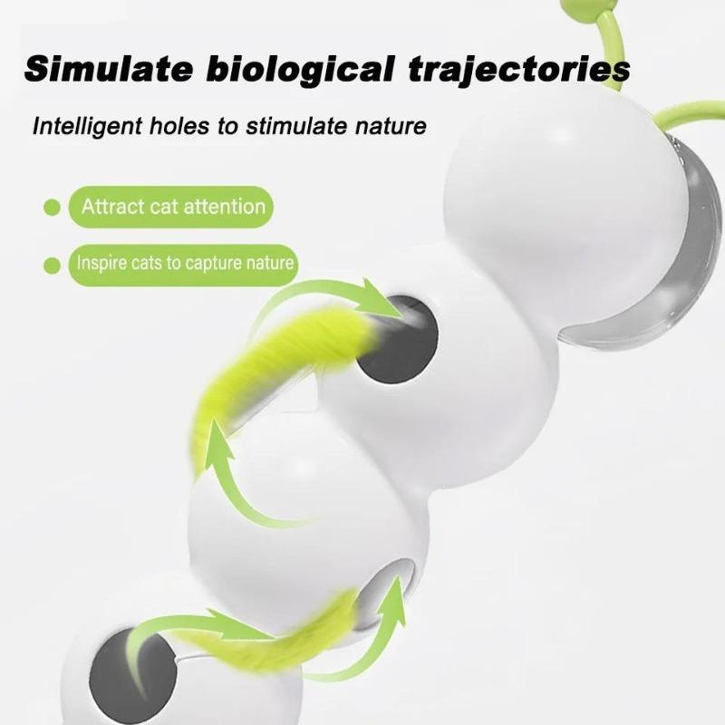 1Pc Intelligent Interactive Cat Toy with Replaceable Prey Tail Smart Motion Worm Cat Toy for Indoor Cats Interactive Caterpillar Design Cat Dog Toy