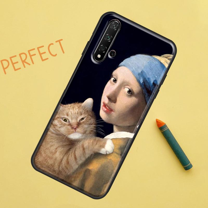 Funny Cat Art For Huawei Nova 10 9 SE 11 Pro 12i 11i 8i Y60 Y70 Y90 Y61 Y91 Y72 Y73 P20 P40 P30 Lite Case