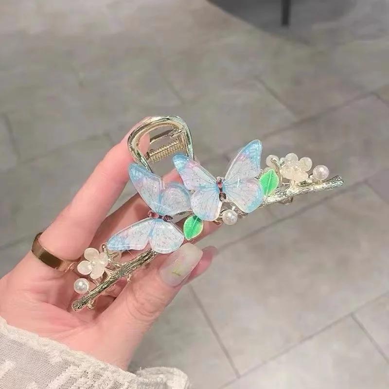 

Ретро Элегантная Кисточка Бабочка Цветок Жемчуг Зажим-краб Большой Зажим-акула Хвост Женская Мода Сексуальный Аксессуар для Волос Креативный Головной Убор A