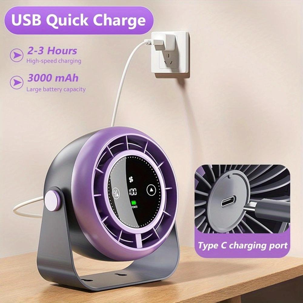 DS301 New Desktop Small Fan with USB Charging and Digital Display Turbo High-Speed Office Wall-mounted Mini Fan