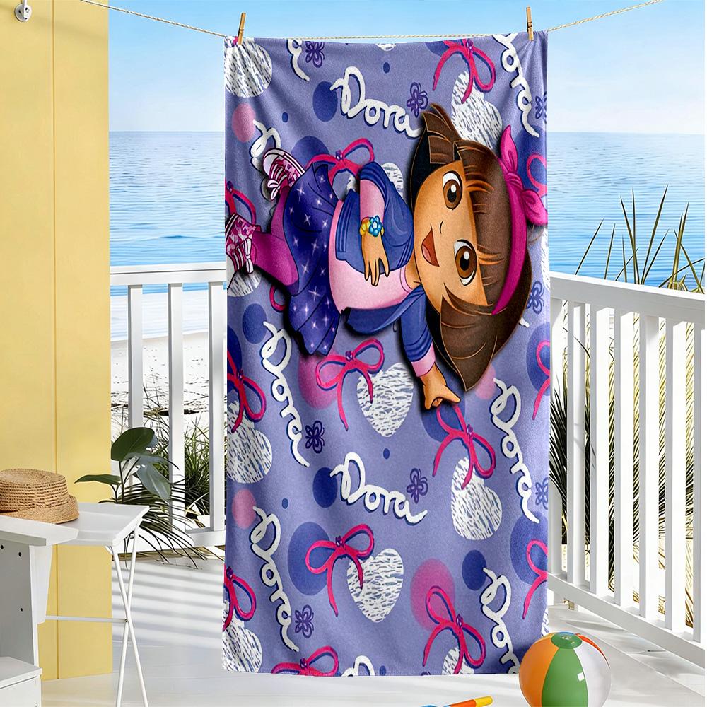 Dora Explorer Beach Towel High Absorbency & Quick-Dry Comfortable Lightweight Suitable for Sports, Travel, Swimming, Yoga, Bathroom, Beach, And Pool