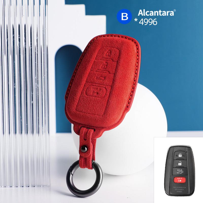Alcantara For Toyota Rav 4 Xa50 Camry Corolla Suede Car Key Case Shell Remote Cover Keychain Protector Auto Accessories