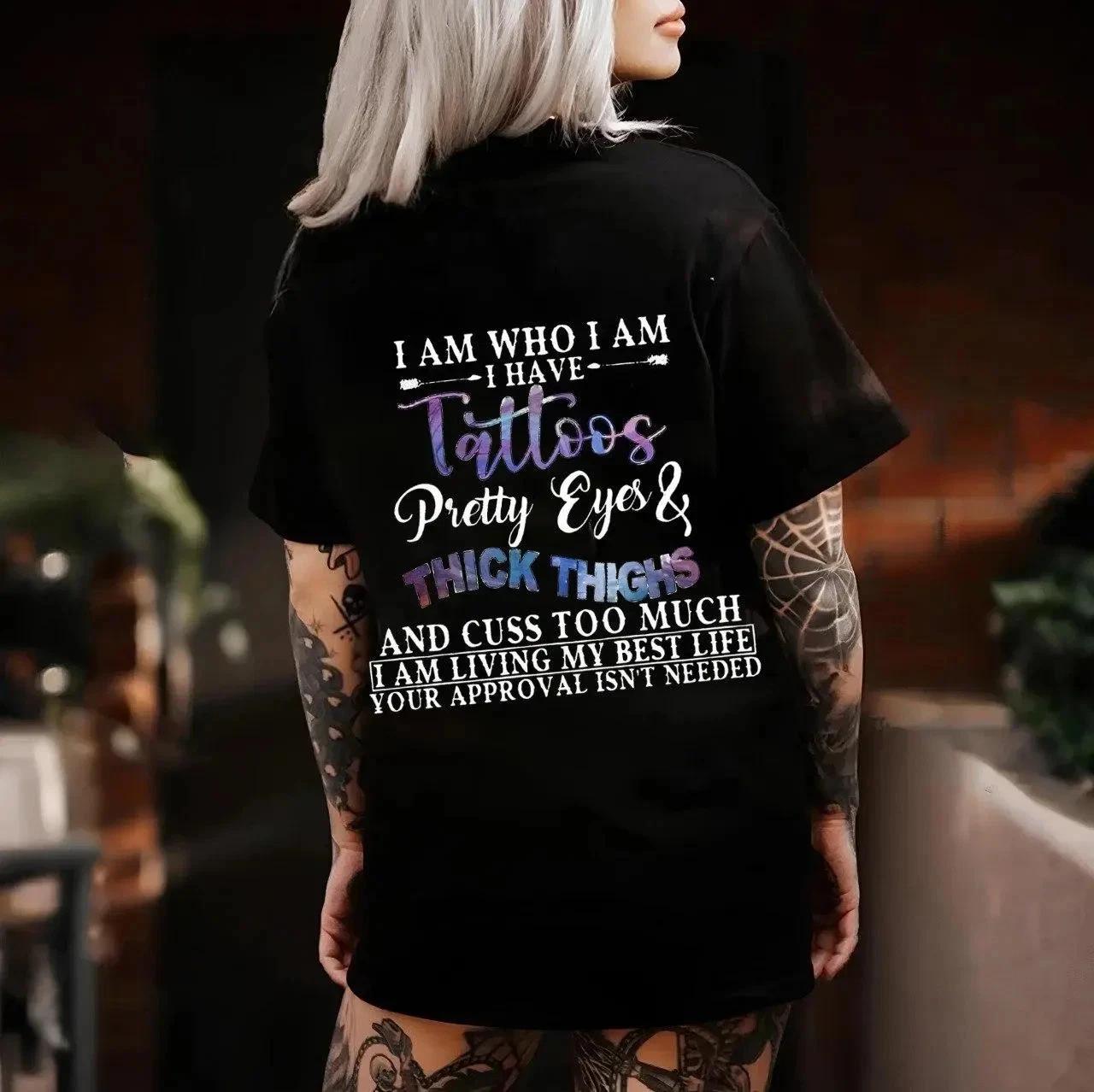 Tattoos Pretty Eyes and Thick Thighs Tshirt L