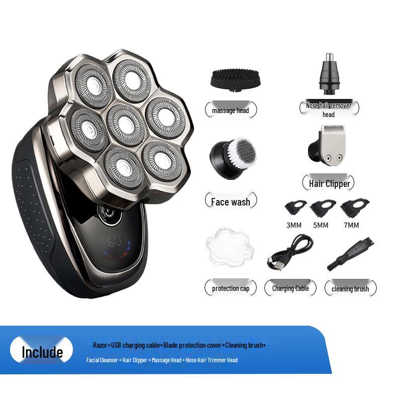 High-Power Waterproof Electric Shaver for Men's Bald Head