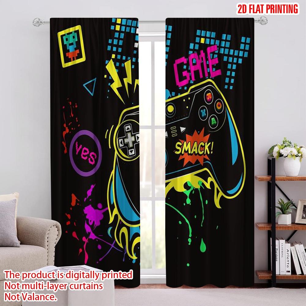 

2 шт., 2D принт на плоскости Светофильтрующие шторы Игровая атмосфера Универсальный 100% полиэстер (без удилища) Идеи подарков для спальни, 52.50 × 116.00 cm 2 pcs