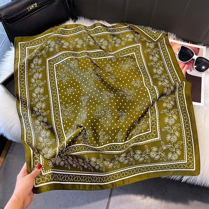 70x70cm Lightweight Silk-Look Square Scarf Women French Chic Hair Band Office Accessory Viscose 96%