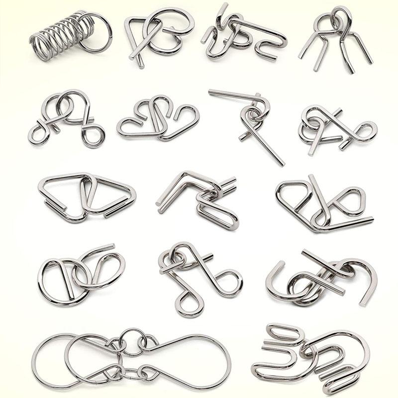 Metal Puzzle Mind Brain Teaser Magic Wire Rings Puzzles Game Disentanglement Iron Link Unlock IQ Test For Kids Educational Toys