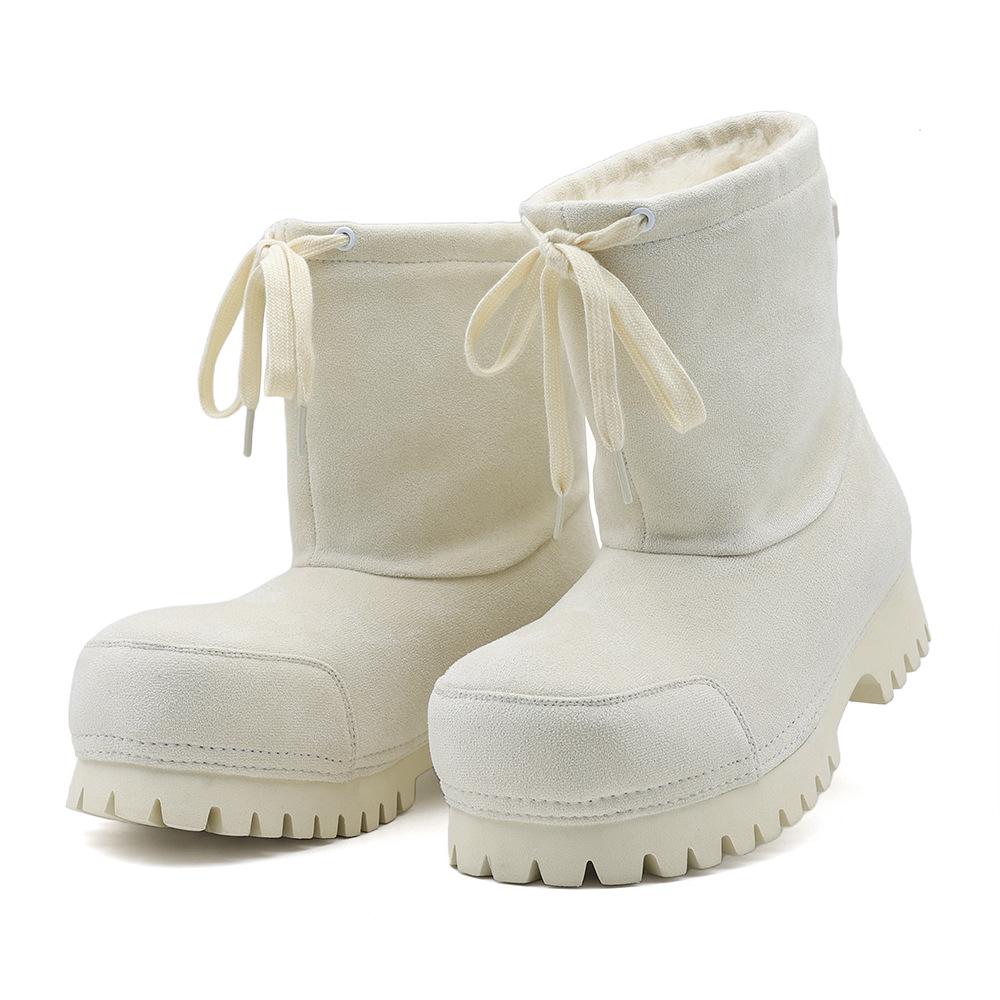 Women's 2025 Winter Thick-Soled Snow Boots: Fashionable, Non-Slip, Ugly-Cute Ski Boots with Drawstring for Big Toes; Thickened and Warm.