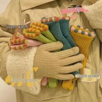 Winter Warm Ins Sugar Bean Fingerless Wool Knit Gloves for Women