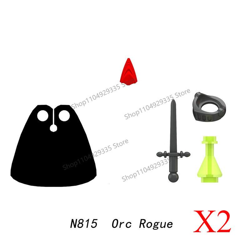 N813A N814 MOC Medieval Orcs Building Blocks Game Series Mini Action Figures Orc Warrior Mage Armored Wolf Mount Kids Model Toys