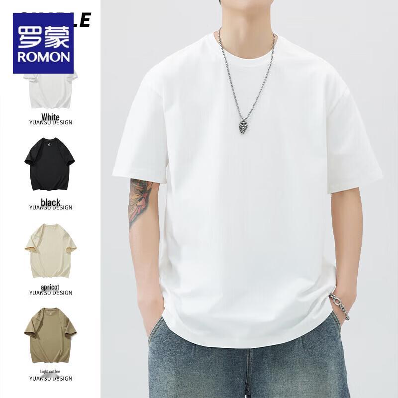 ROMON Men s Pure Cotton Loose Fit Short Sleeve T-Shirt 4XL