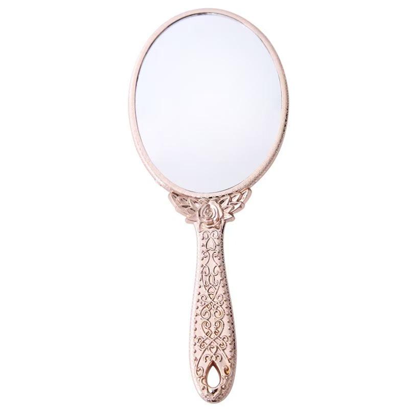 European Retro Princess Style Handheld Beauty Mirror - Portable, High-Definition, Thickened, Ideal for Makeup and Microblading
