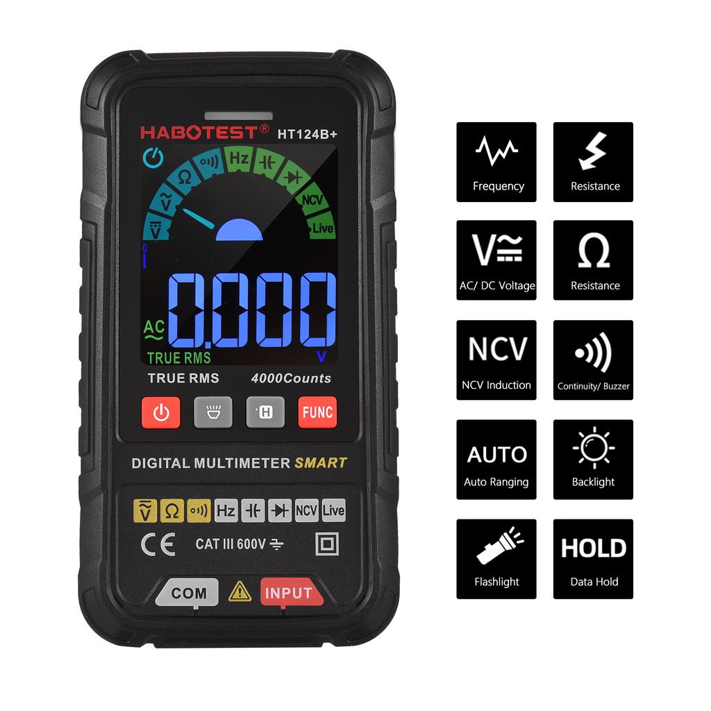 HABOTEST HT124B+ Multimeter 4000 zählt True RMS Smart Digital Multimeter 600 V AC/DC Spannung