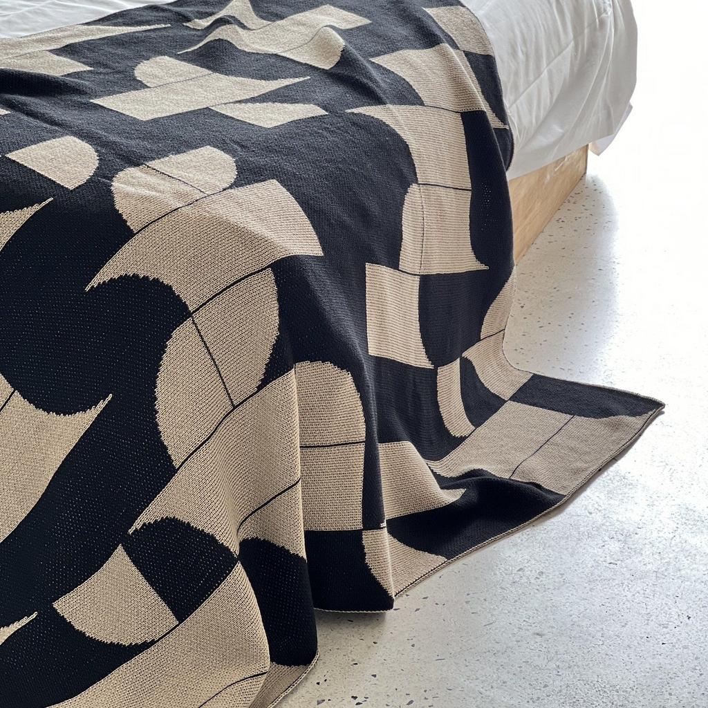 Amerikansk Stil UK Vintage Manor Kuppelpledd - Svart/Kaffe/Beige Helårskast for Stue Sofa & Kontor Lur