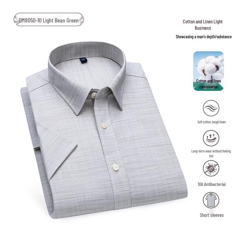 Judger Men s Linen Blend Easy Care Plaid Short-Sleeve Shirt 38