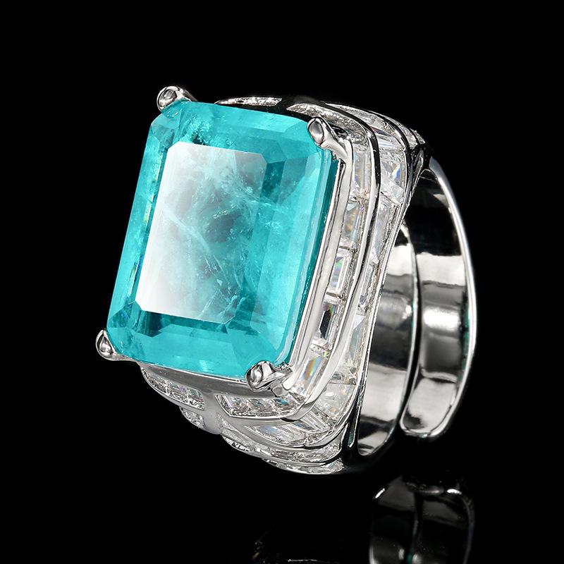 Jewelry Copper Bottom Gold-Plated Retro Simulation Para Green Square Ring For Women 12 * 16