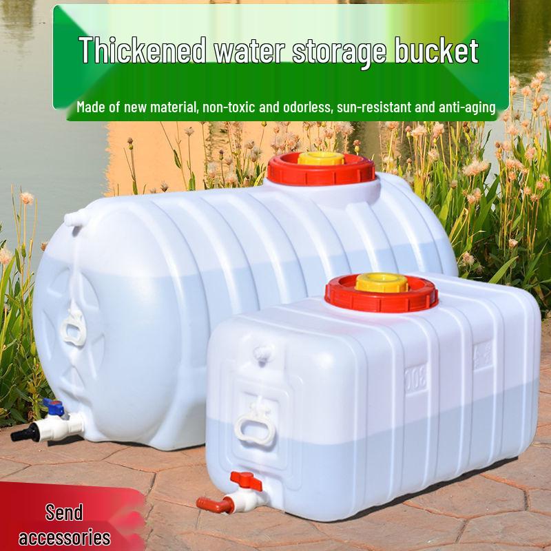 

UV-Resistant Large Horizontal Rectangular Water Storage Tank for Home and Agriculture 55 lbs Rectangular Valves + Hose