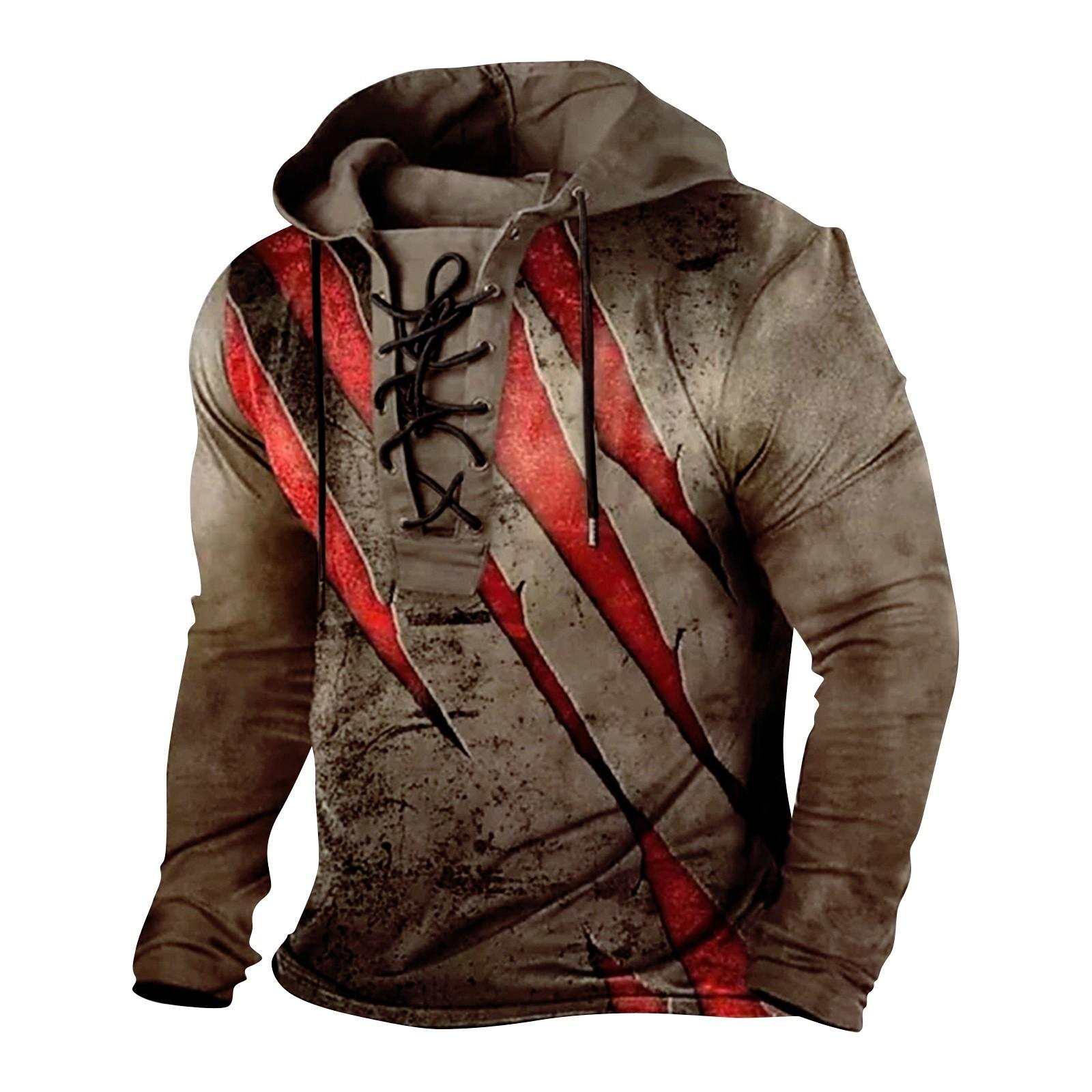 Одежда для фитнеса мужской периферийный свитер футболка с длинными рукавами и капюшоном XL коричневый 2898₽