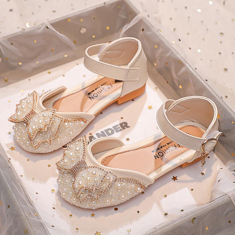 

Girls single shoes, new spring and summer sandals, children s pearl shoes, large children s closed-toe single shoes, performance shoes, princess 26-30One Hand Shot5Double