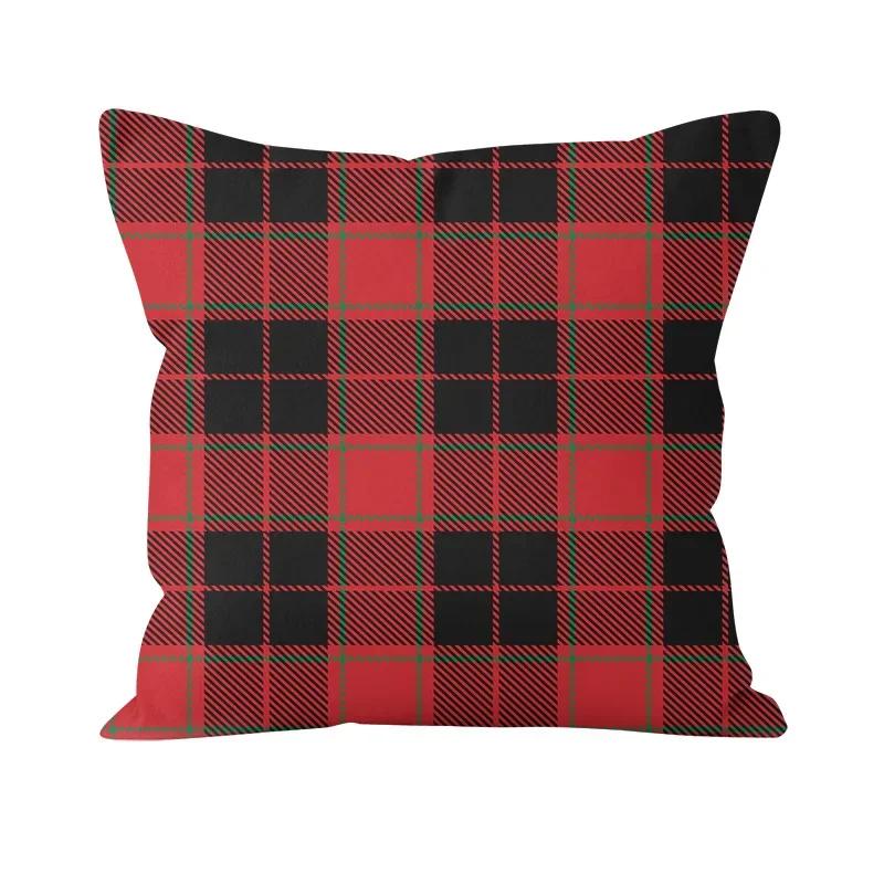 

Домашний Декор Рождественский Персиковый Клетчатый Принт Узор Полиэстер Наволочка Декоративная Подушка для Дивана в Гостиной 66x66cm бордовый