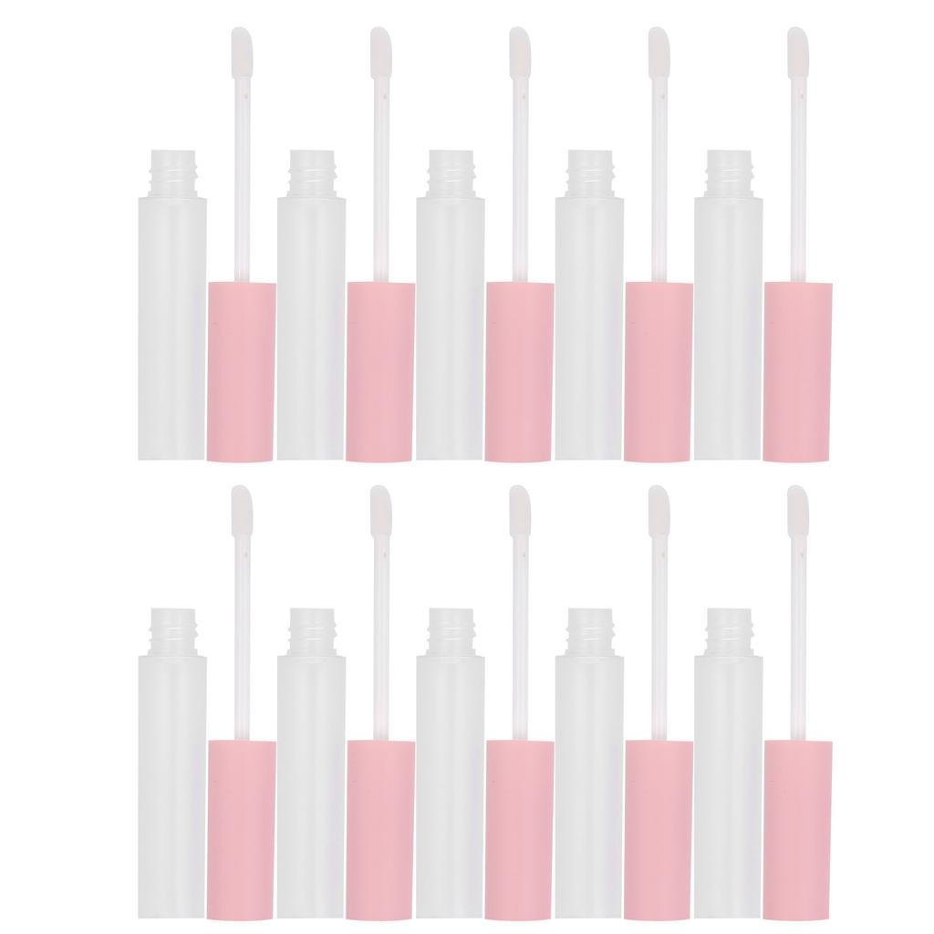 Lip Gloss Tubes Empty Lipstick Tubes Bottle Empty Refillable Cosmetics Containers (Brush SemiTransparent Bottle)