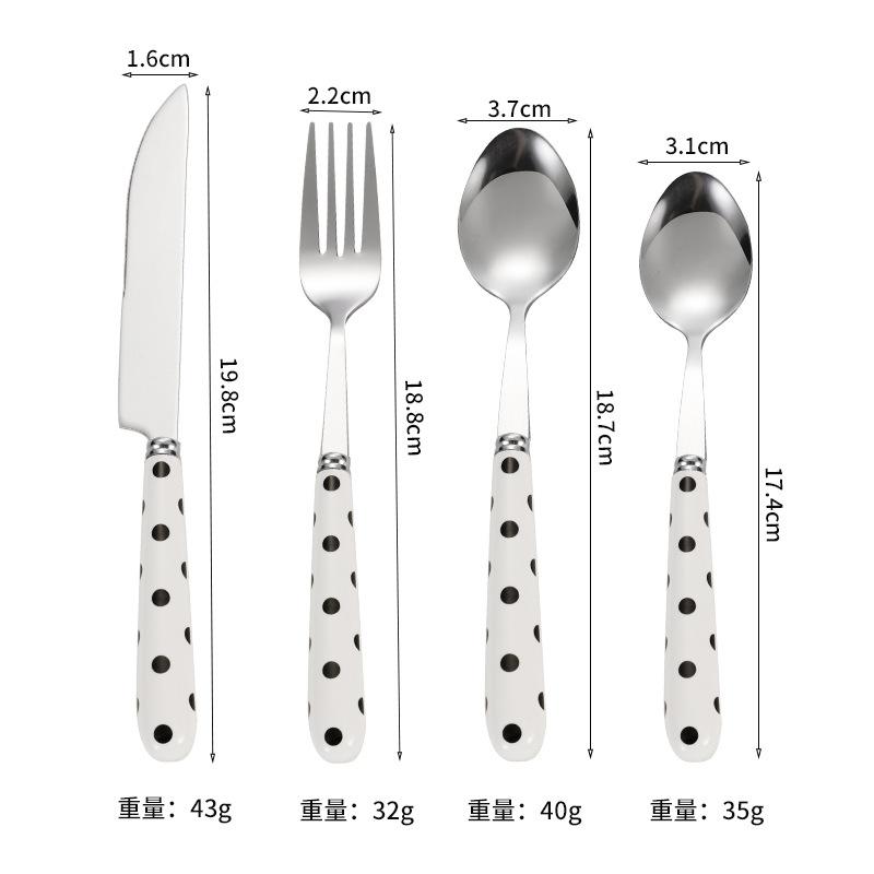 

Western Restaurant Stainless Steel Tableware Korean Wave Point Retro Ins Fork Butter Spoon 4-piece Set Household Steak Tableware