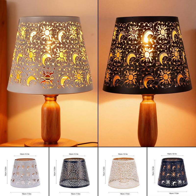 Lamp Cover Carved Flower Pattern Modern Style Easy Installation E27 White/Black Iron Lamp Shade for Home Bedroom Living Room