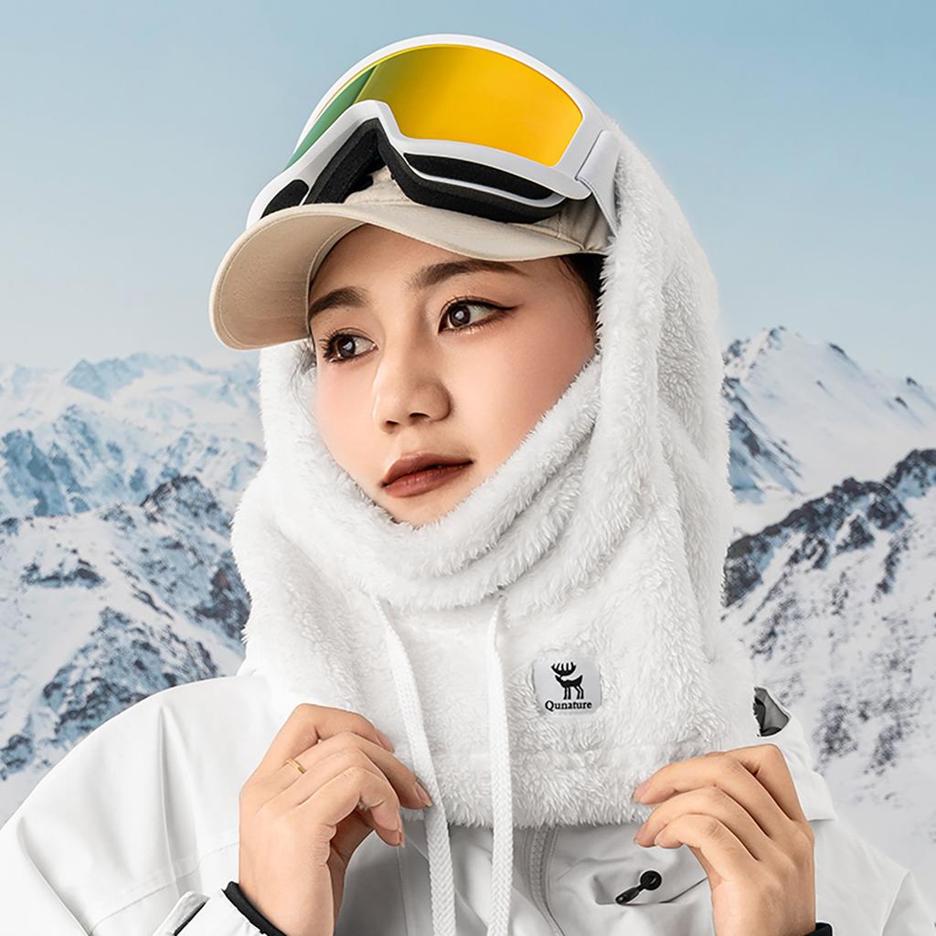 Warm fur balaclava for winter skiing Arctic Velvet size L - white