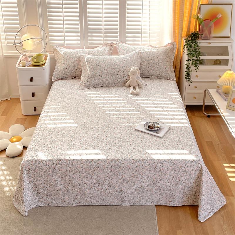 Floral Printed Bed Sheet Set Roses Design Bed Sheets Soft Breathable Fabric Flat Sheet with Pillowcases Queen Size Bedding Set