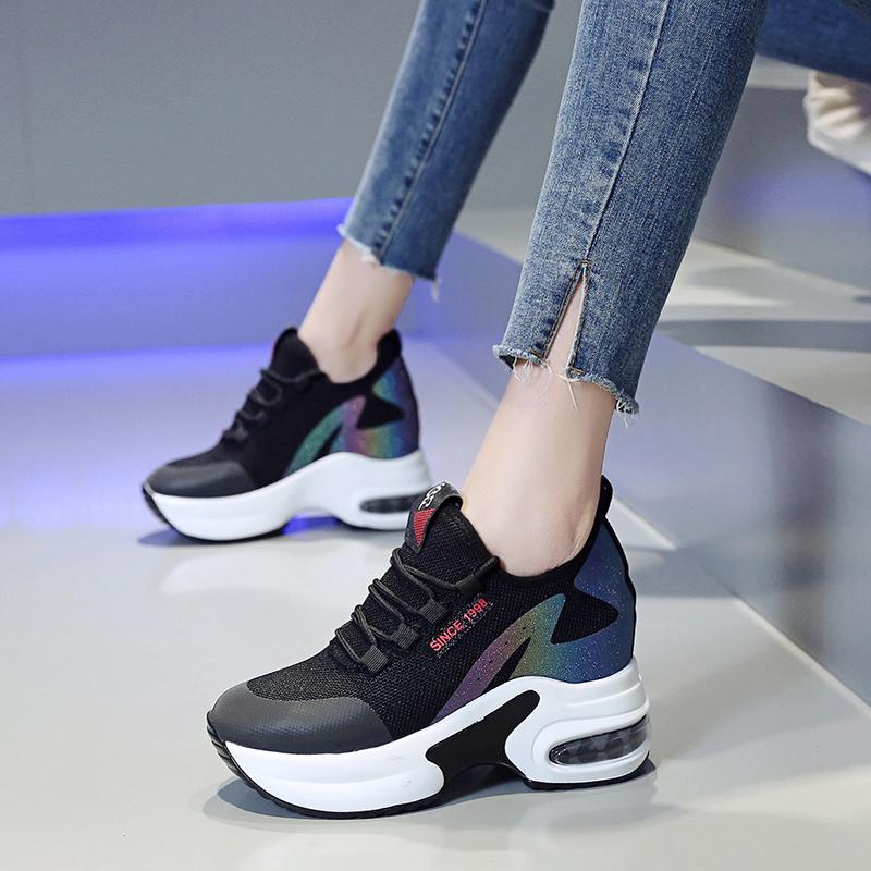 Fashion Spring 2025 New In-rise Sneaker Women's Versatile Women's Shoes Travel Casual Shoes Thick Sole Heighten Small White Breathable