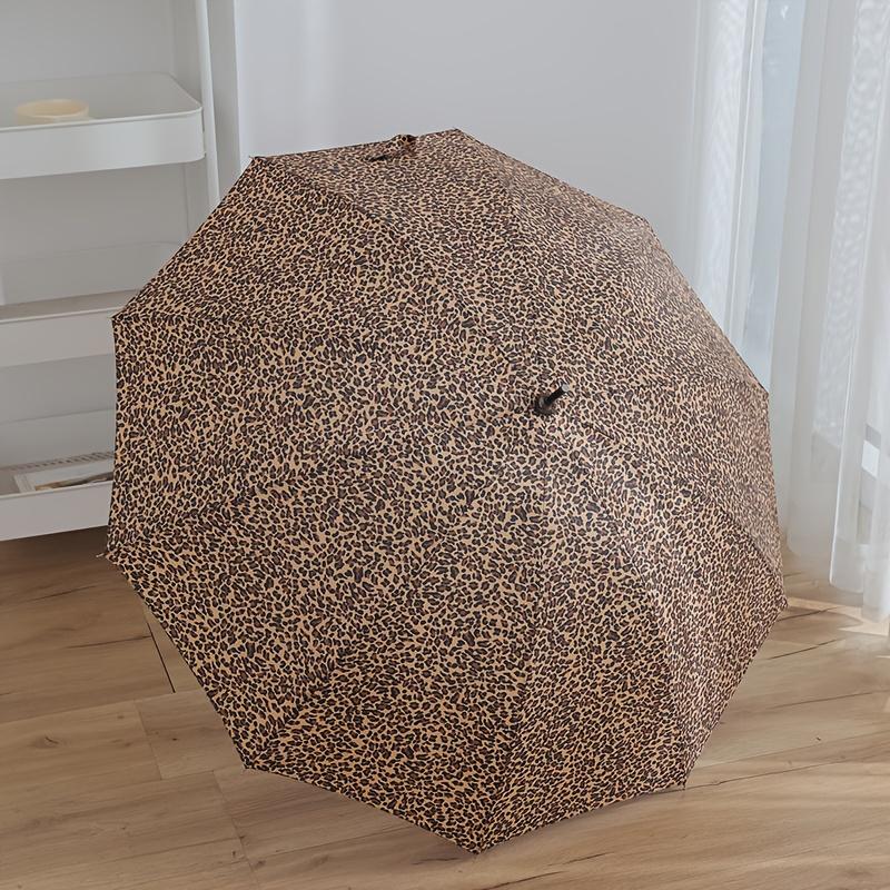 

Retro Fashion Hook Umbrella Leopard Pattern Long Handle Umbrella Rain Sun Protection10K Umbrella Travel Photo Props Girl Parasol full-fiber&10K цветной печати леопарда
