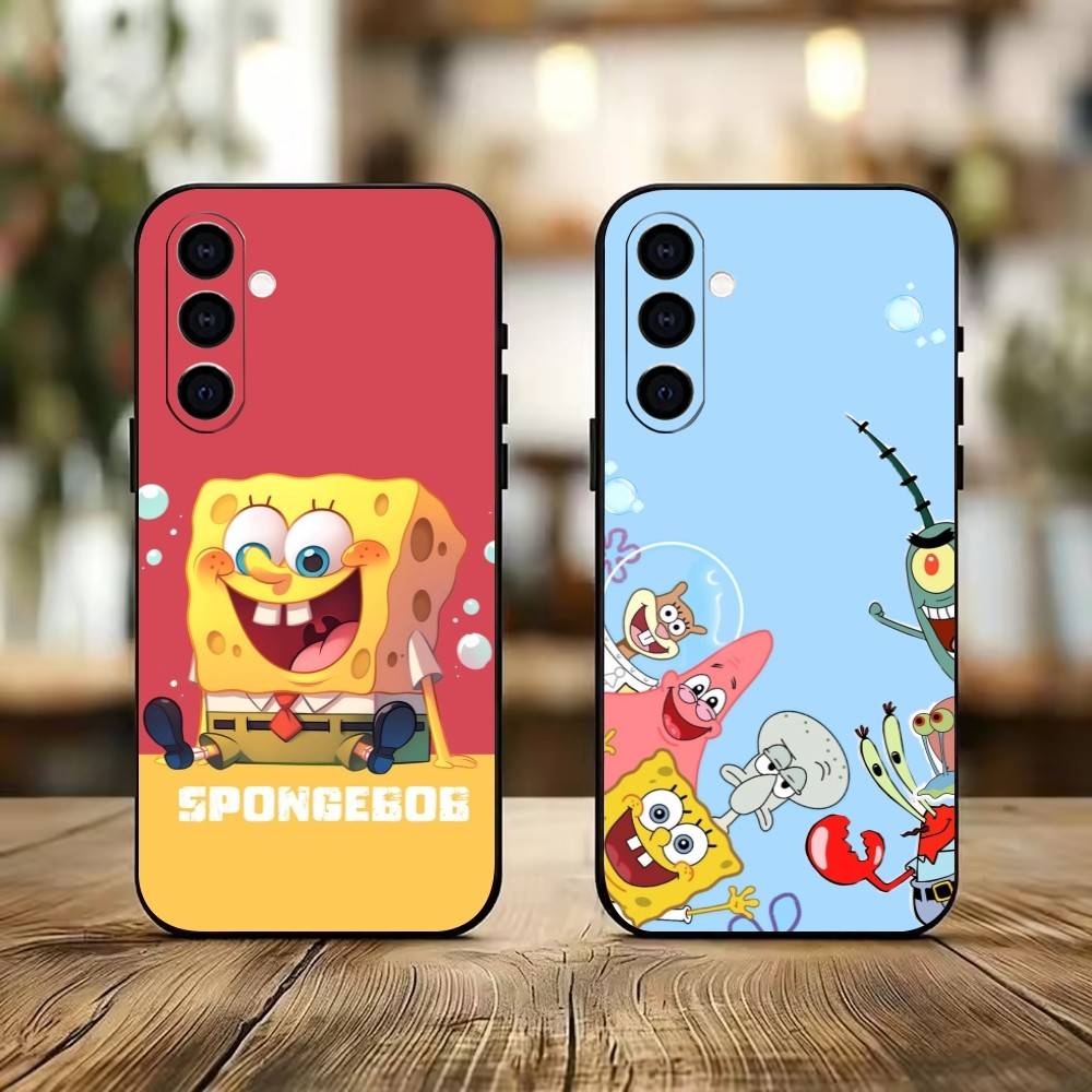 S-SpongeBob Baby Phone Case Black Silicone Soft For Samsung Galaxy A73,A72,A71,A70,A53,A52,A51