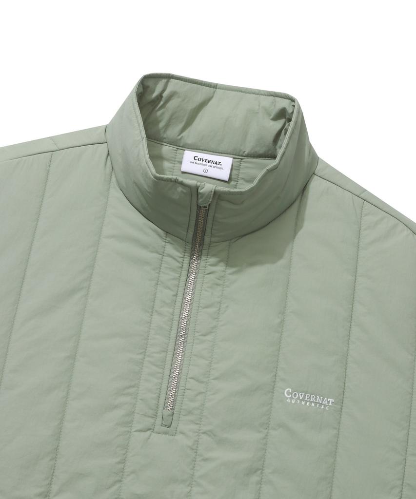 COVERNAT Quilted Half Zip Oversized Sweatshirt Light Khaki