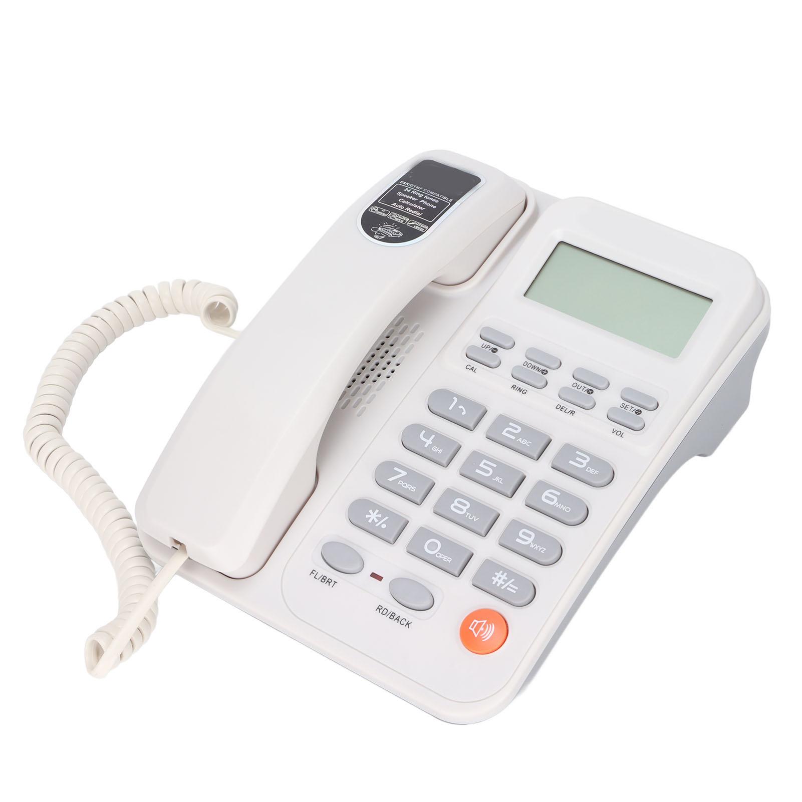 

KXT2026CID Corded Telephone FSK DTMF Dual System Desktop Fixed Telephone with Caller ID Display for Office(White ) білий