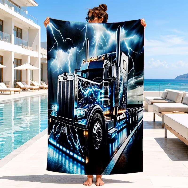 Thunder Truck Journey Beach Towel, Microfiber Beach Towel, Perfect For Pool, Beach, Travel, Home Decor Beach Party Fan gifts